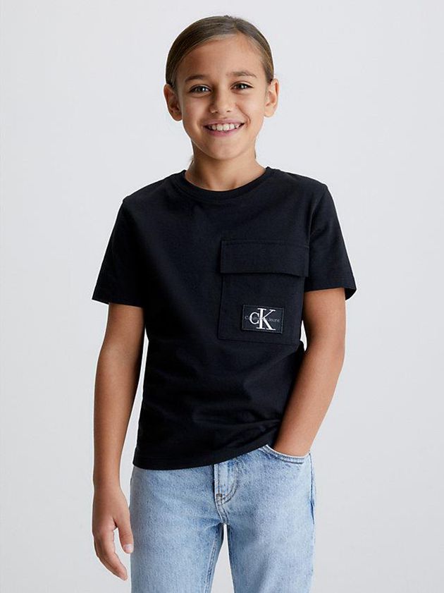 Calvin Klein USA Flap Pocket Boys T-Shirt Black 0857493-LP